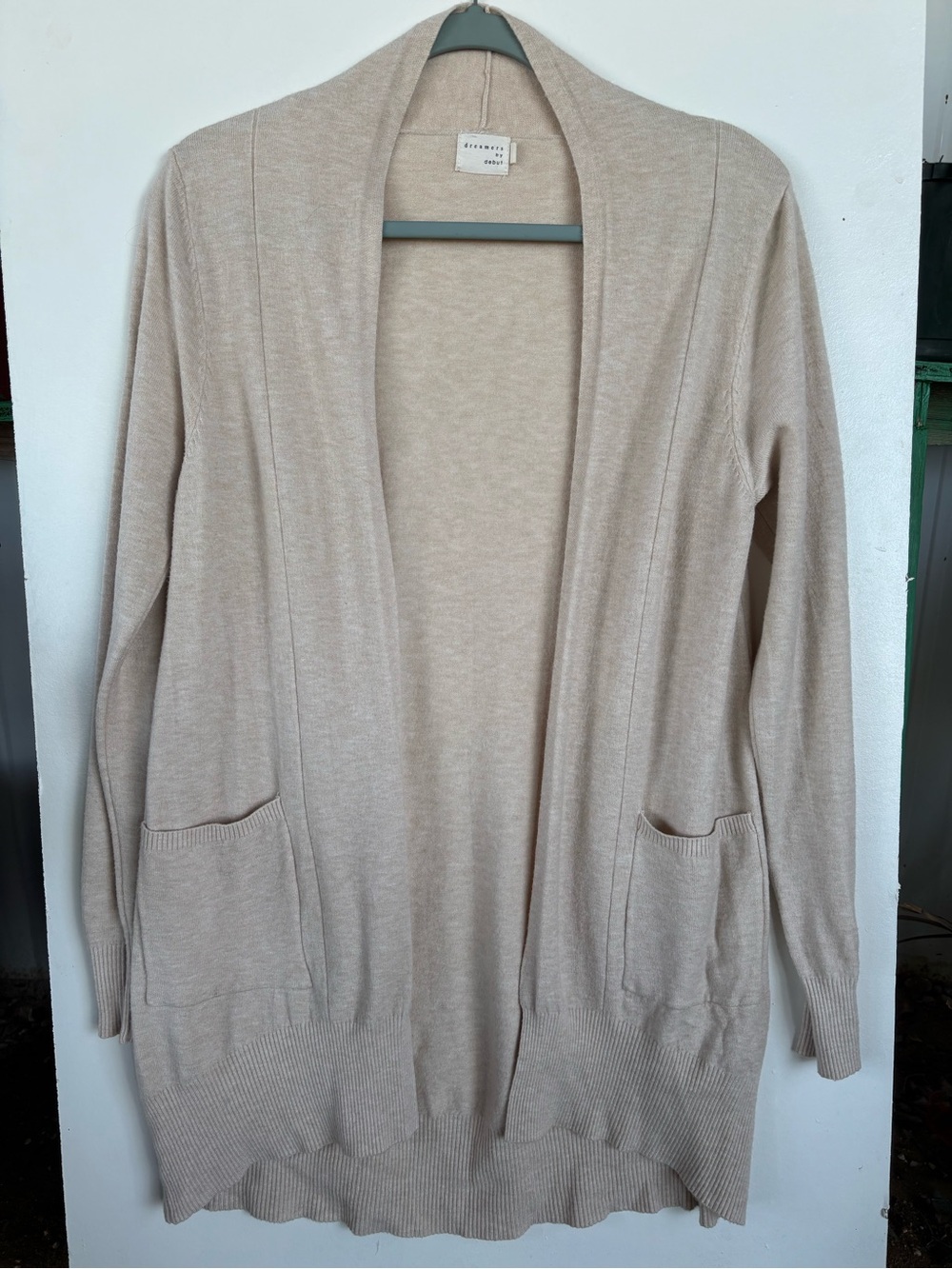 Eileen Fisher Open-Front Pocket Cardigan in Oatmeal
